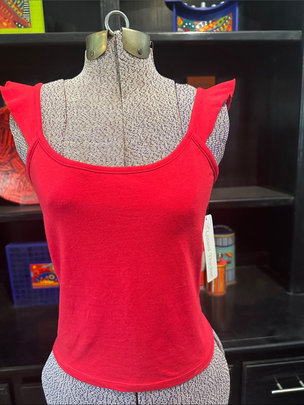 NWT Lizard Thicket Red Ruffle Strap Tank